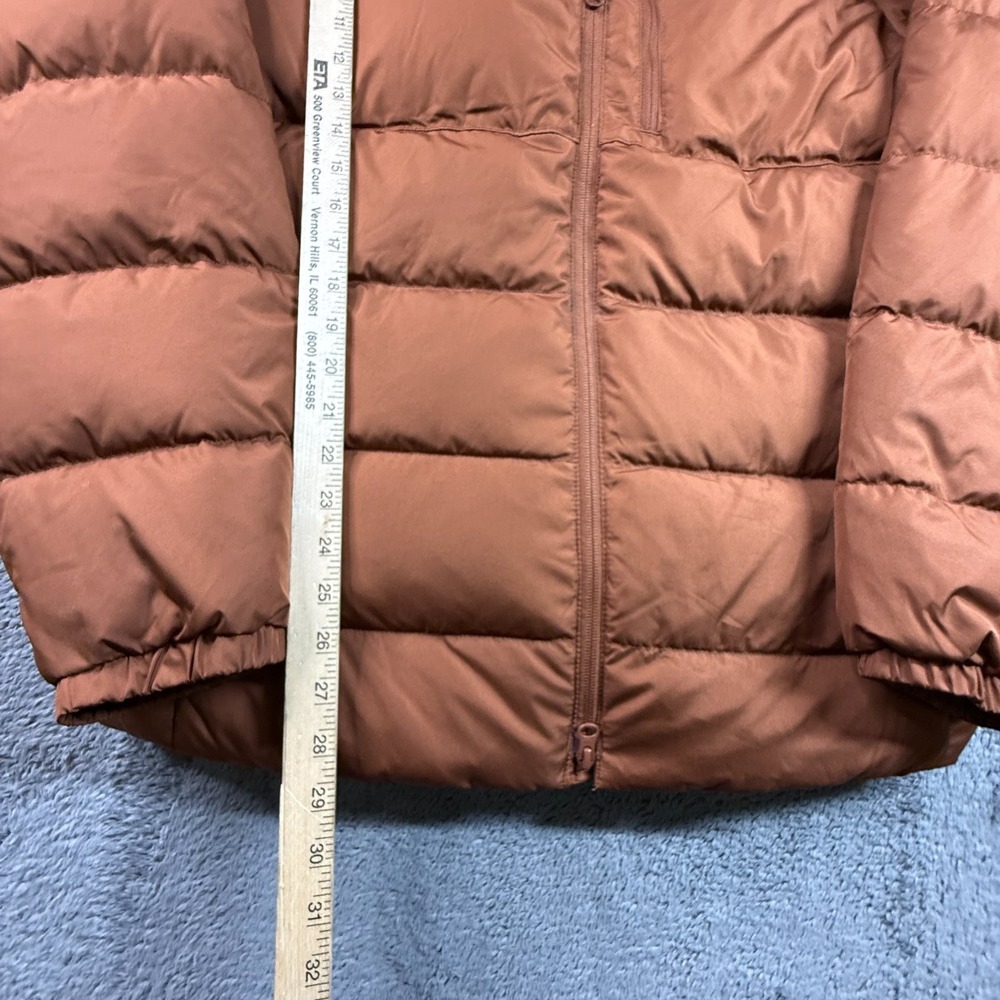 Lands End Mens L Down Puffer Jacket Hooded 600 Fill Orange Brown Corduroy NWT - Picture 4 of 6